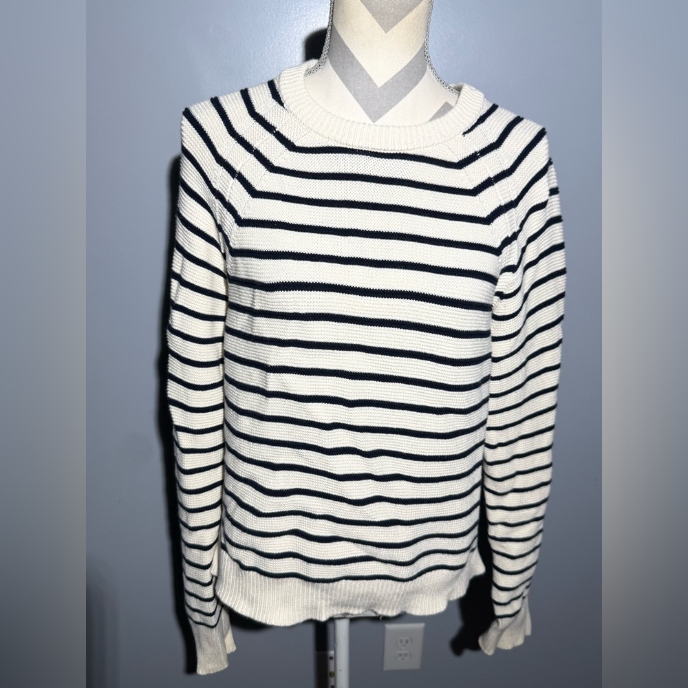 French Connection Navy and White Striped Crewneck Sweater